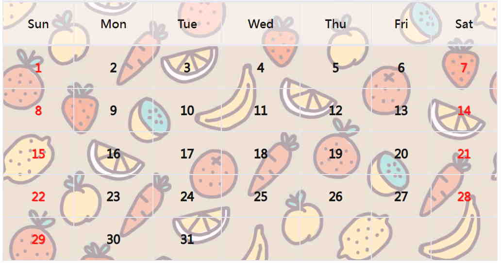 水果月曆範本