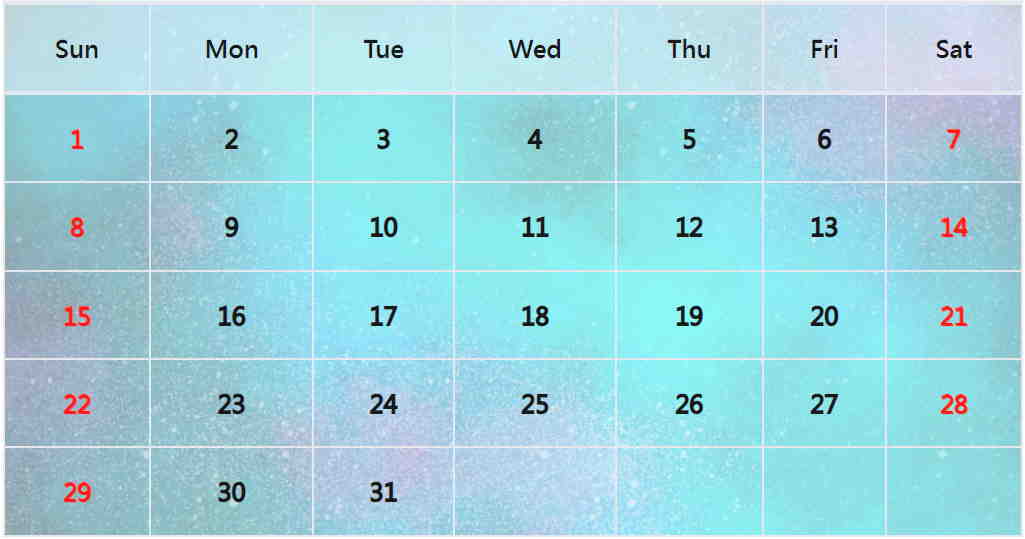 宇宙月曆範本