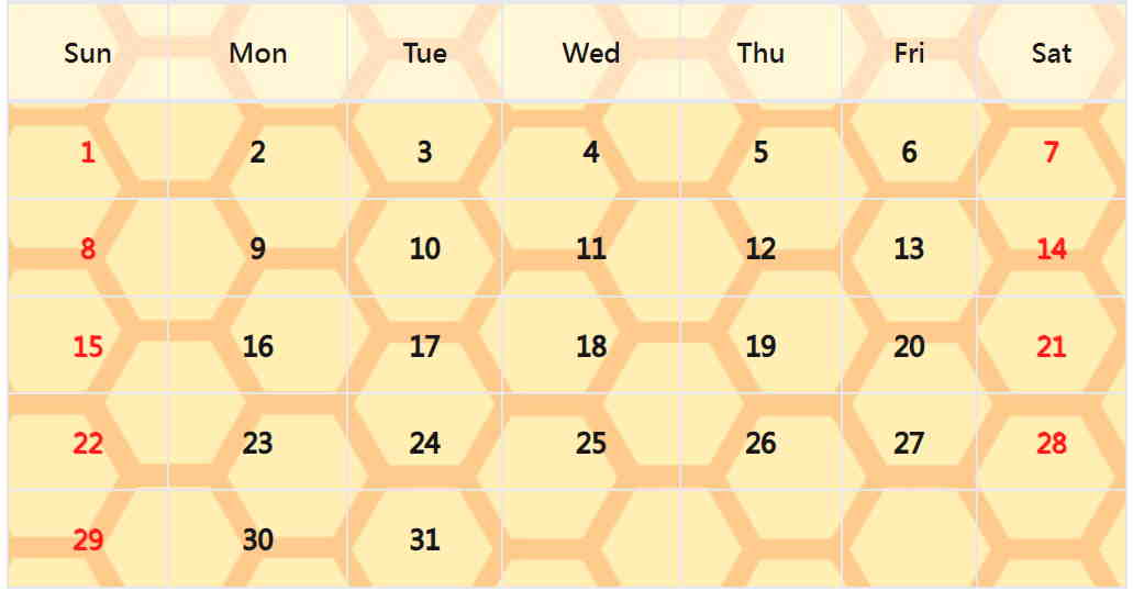 蜂蜜月曆範本