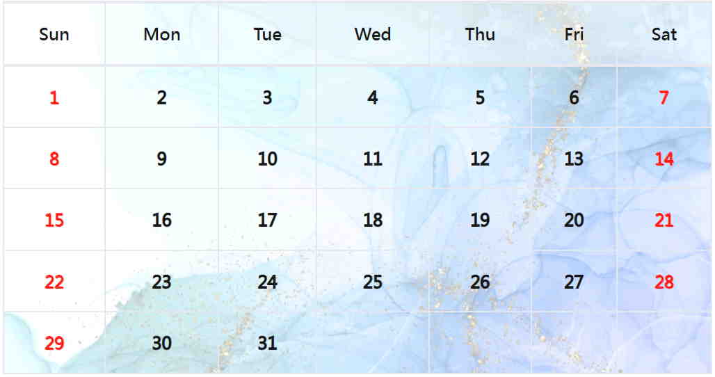 水墨月曆範本
