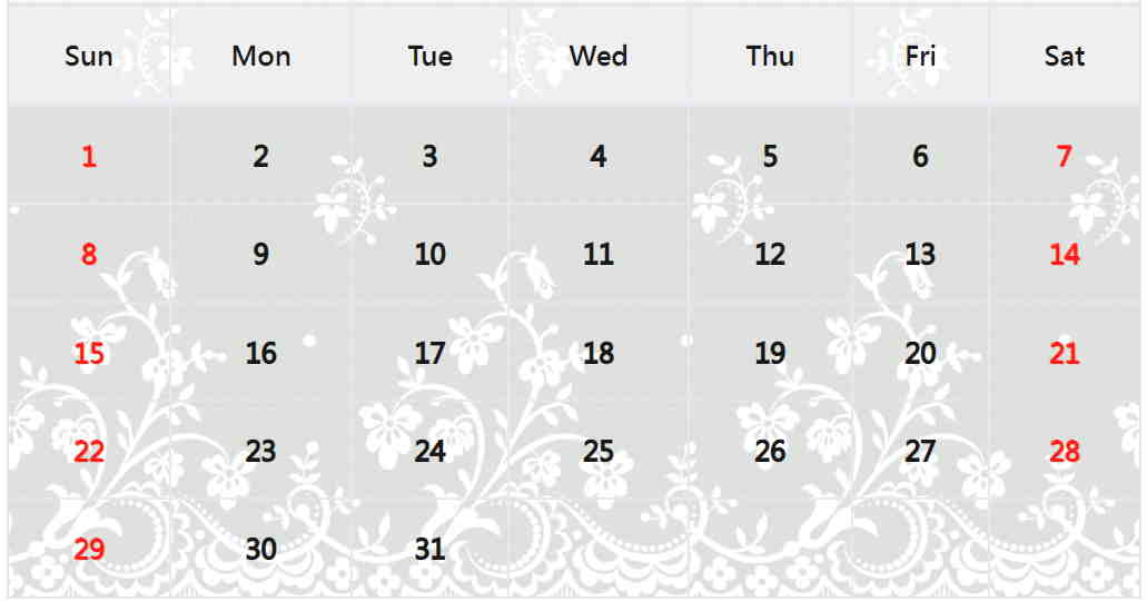 蕾絲月曆範本