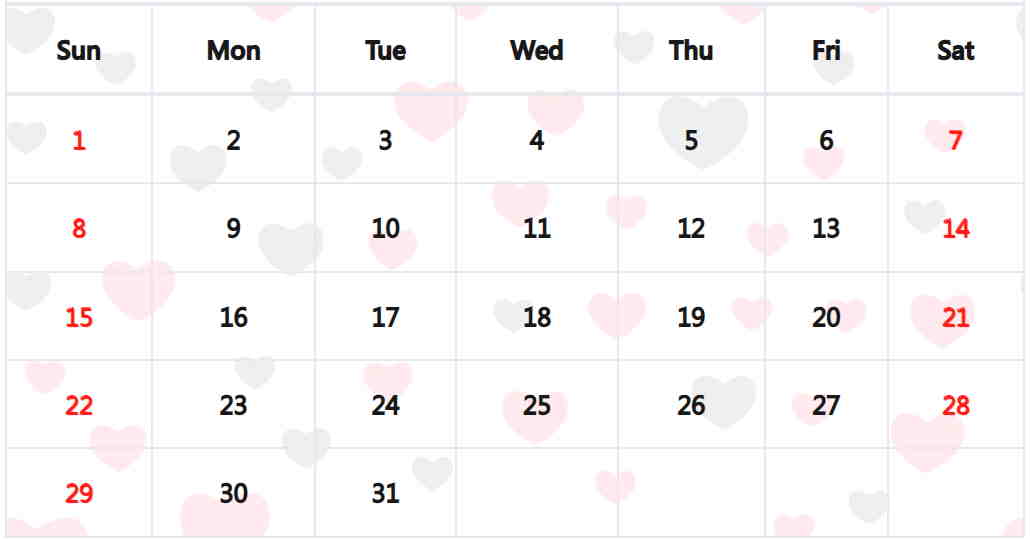 愛心月曆範本