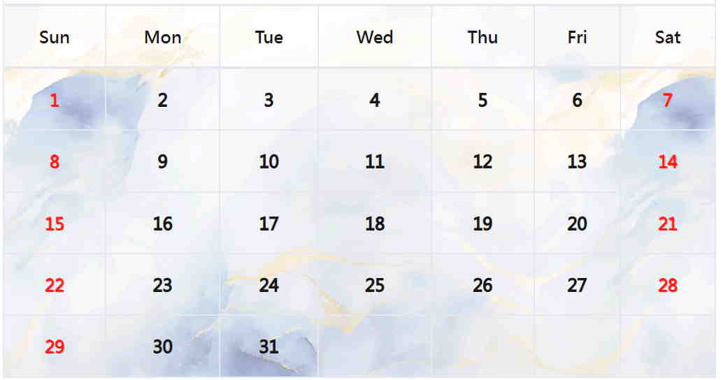 大理石月曆範本