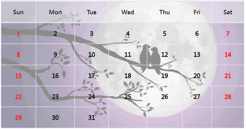 月亮月曆範本