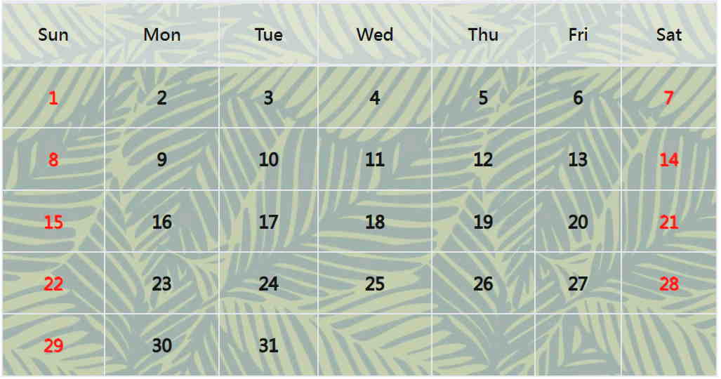 大自然月曆範本