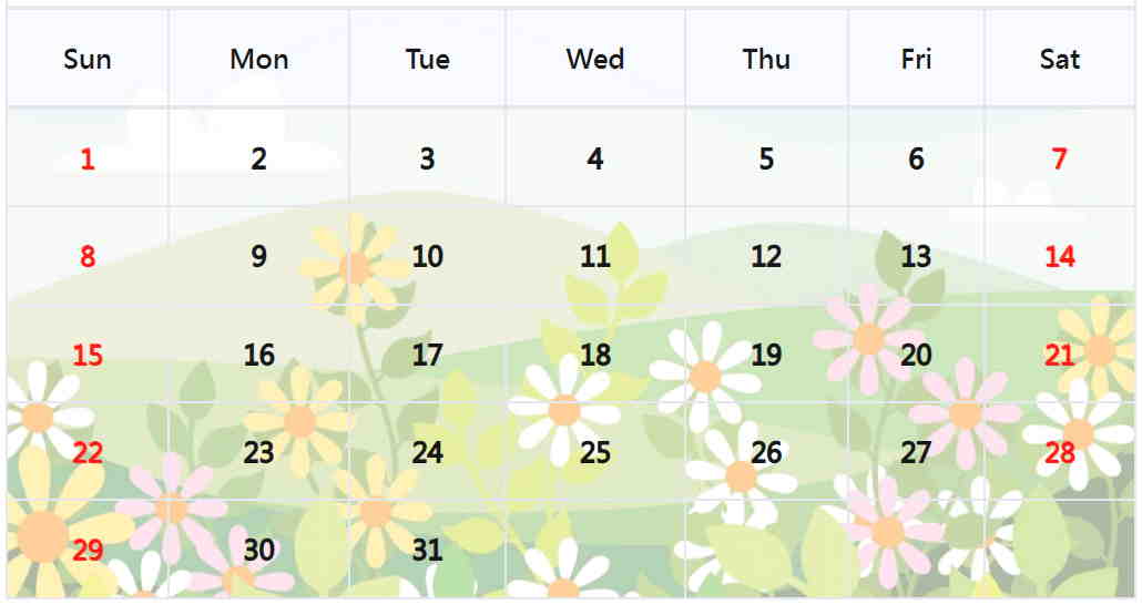 春天月曆範本